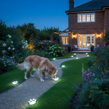 2pcs White – Dog on Pathway