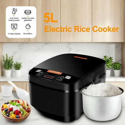 Electric Rice Cooker 5L Smart Household Multi-Cooker Heat Preservation Stewing Rice Cooker Fine Cook Quick Boiling Rice Cooker by zapcart