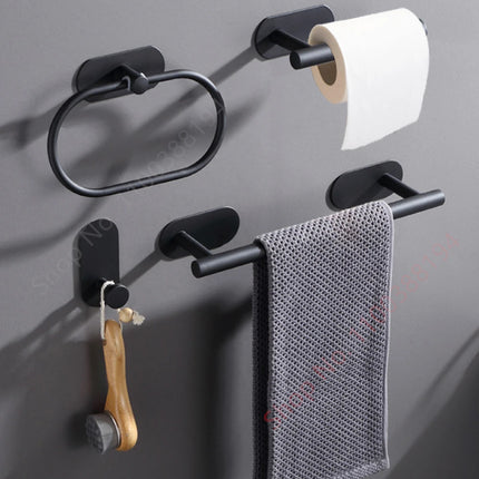 Wall Mount Toilet Towel Paper Holder Adhesive Black Silver Kitchen Roll Paper Stand Hanging Napkin Rack Bathroom Accessories WC by zapcart