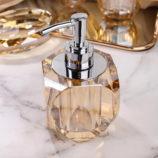 Crystal Glass Bathroom Accessories Set Toothbrush Cup Soap Dish Bottling Washing Tools Dispenser Pump Bottle Home Bathroom Tools by zapcart