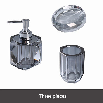 Crystal Glass Bathroom Accessories Set Toothbrush Cup Soap Dish Bottling Washing Tools Dispenser Pump Bottle Home Bathroom Tools by zapcart