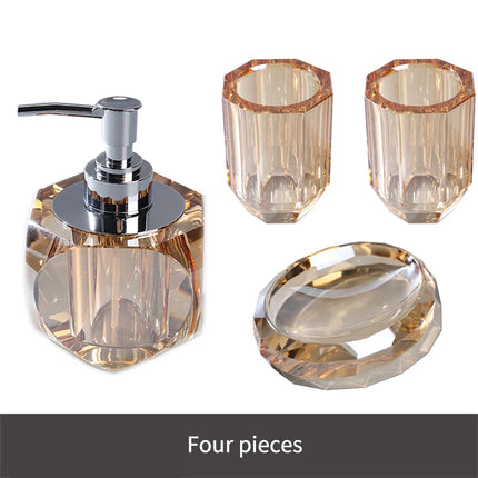 Crystal Glass Bathroom Accessories Set Toothbrush Cup Soap Dish Bottling Washing Tools Dispenser Pump Bottle Home Bathroom Tools by zapcart