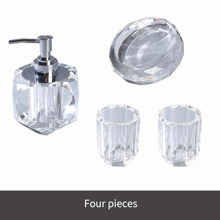 Crystal Glass Bathroom Accessories Set Toothbrush Cup Soap Dish Bottling Washing Tools Dispenser Pump Bottle Home Bathroom Tools by zapcart