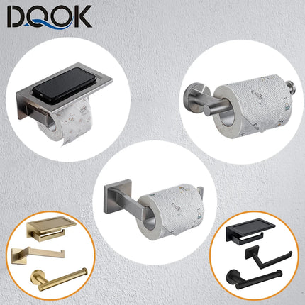 Stainless Steel Toilet Paper Holder Bathroom Wall Mount WC Paper Phone Holder Shelf Towel Roll Shelf Accessories by zapcart