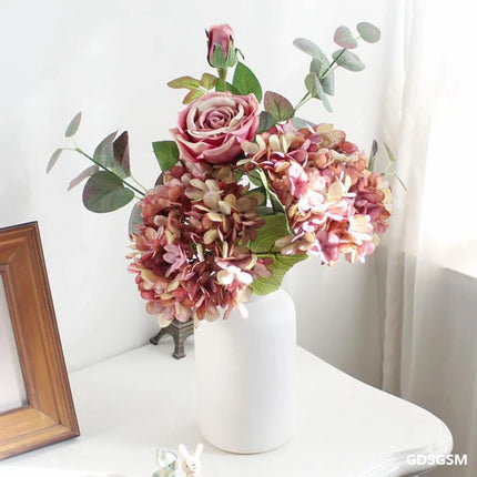 SMR Silk Hydrangea Artificial Flowers Vase For Home Decor by zapcart