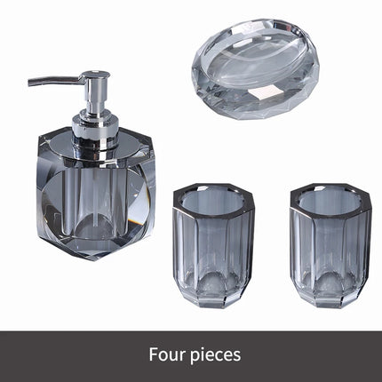 Crystal Glass Bathroom Accessories Set Toothbrush Cup Soap Dish Bottling Washing Tools Dispenser Pump Bottle Home Bathroom Tools by zapcart