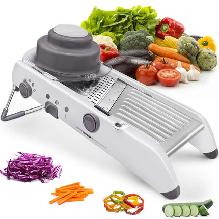 LMETJMA 18 Types Adjustable Mandoline Slicer Stainless Steel Vegetable Julienner Grater Onion Potato Slicer Cutter KC0326 by zapcart