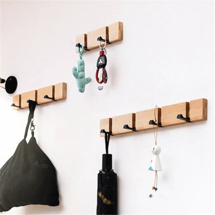 Wall Clothes Hooks Solid Wood Wall Hooks Towel Coat Clothe Racks Hook Shelf Living Room Wall Row Hook Rack Storage Key Holder by zapcart