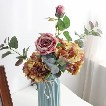 SMR Silk Hydrangea Artificial Flowers Vase For Home Decor by zapcart