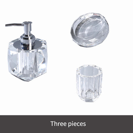 Crystal Glass Bathroom Accessories Set Toothbrush Cup Soap Dish Bottling Washing Tools Dispenser Pump Bottle Home Bathroom Tools by zapcart