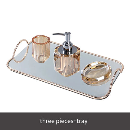 Crystal Glass Bathroom Accessories Set Toothbrush Cup Soap Dish Bottling Washing Tools Dispenser Pump Bottle Home Bathroom Tools by zapcart
