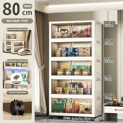 Foldable Multi-Layer Plastic Baby Wardrobe No-Install Clothing Storage Cabinet for Home Living Room Bedroom Portable Storage Box by zapcart