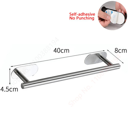 Wall Mount Toilet Towel Paper Holder Adhesive Black Silver Kitchen Roll Paper Stand Hanging Napkin Rack Bathroom Accessories WC by zapcart