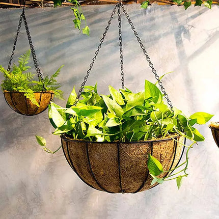 8/10 Inch Round Wire Plant Holder Metal Hanging Basket Coconut Liner Lining Plants Flower Garden Pot for Home Balcony Decoration by zapcart