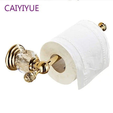 Crystal Toilet Paper Holder, Gold Toilet Roll Holder Modern Bathroom Accessories Zinc Alloy Tissue Hanger Wall Mounted by zapcart