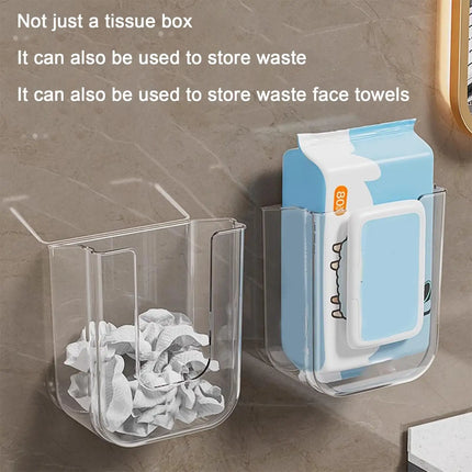 Punch Free Toilet Paper Holder Box Wet Wipe Box Wall Mounted Wipe Tissue Organiser Box Self-Adhesive Paper Towel Dispenser by zapcart