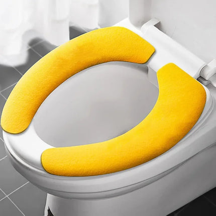 Toilet Seat Cover Soft Closestool Paste Solid Color Toilet Sticky Seat Pad Washable Bathroom Warmer Seat Lid Cover Pad Universal by zapcart