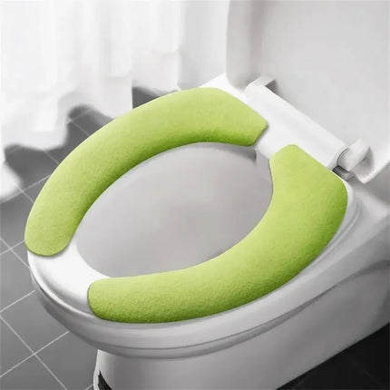 Toilet Seat Cover Soft Closestool Paste Solid Color Toilet Sticky Seat Pad Washable Bathroom Warmer Seat Lid Cover Pad Universal by zapcart