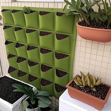 18-Pocket Vertical Garden Planter, Wall-Mounted Bag for Balcony/Patio. Grow herbs & vegetables indoors/outdoors. Space-saving. by zapcart