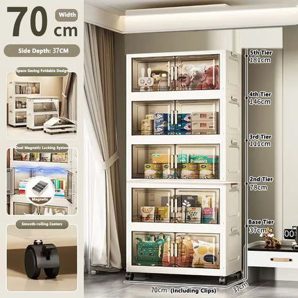 Foldable Multi-Layer Plastic Baby Wardrobe No-Install Clothing Storage Cabinet for Home Living Room Bedroom Portable Storage Box by zapcart