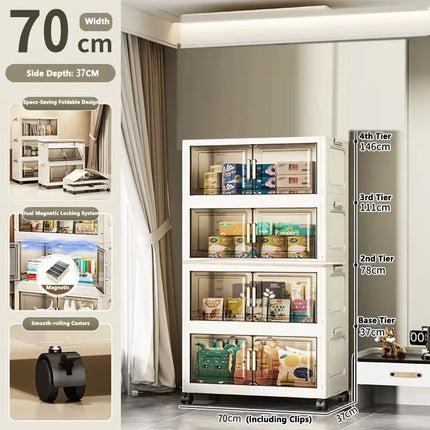 Foldable Multi-Layer Plastic Baby Wardrobe No-Install Clothing Storage Cabinet for Home Living Room Bedroom Portable Storage Box by zapcart
