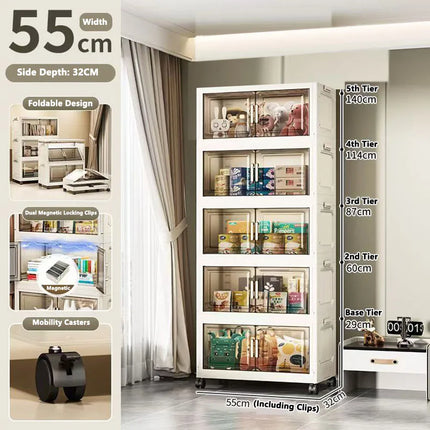 Foldable Multi-Layer Plastic Baby Wardrobe No-Install Clothing Storage Cabinet for Home Living Room Bedroom Portable Storage Box by zapcart
