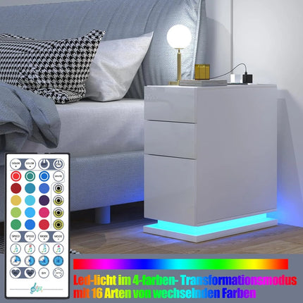 Bedside Table with 3 Drawers Bedside Cabinet with Light Wood Bedside Table with Charging Station 2AC/2USB Narrow Drawer Cabinet by zapcart