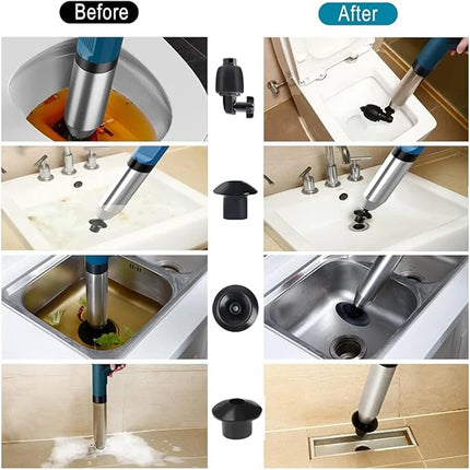 Powerful Toilet Plunger Stainless Steel Pipe Dredger Unblocker Pneumatic High-pressure Dredging Air Drain Blaster Tool Set by zapcart