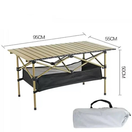 Outdoor Folding Long Table Portable Storage Universal Camping Space Saving Desk Easy To Install with Net Sturdy and Stable Table by zapcart