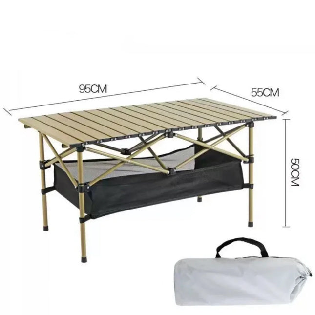 Outdoor Folding Long Table Portable Storage Universal Camping Space Saving Desk Easy To Install with Net Sturdy and Stable Table by zapcart