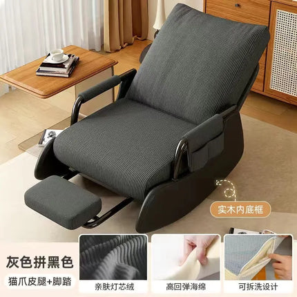 Rocking Chair Household Reclining And Sleeping Lazy Sofa Balcony Adult Leisure Living Room Single Lunch Break Adjustable Recline by zapcart