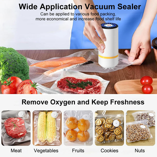 Mini Air Pump Food Vacuum Sealer Pump USB Rechargeable Food Sealer Pump & Vacuum Sealer Bags BPA Free Food Storage Zipper Bags by zapcart