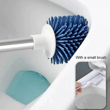 Toilet Brush Silicone Toilet Brush With Toilet Brush Holder Wall-mounted Long Hand Cleaning Brush WC Bathroom Accessories Set by zapcart