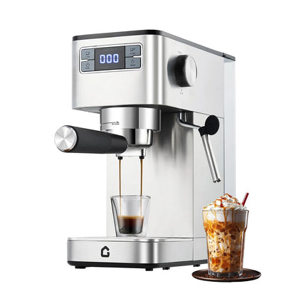20 Bar Espresso Machine With Milk Frother, Compact Stainless Steel Coffee Maker, Pressure Gauge, All-in-One Barista Kit For Home by zapcart