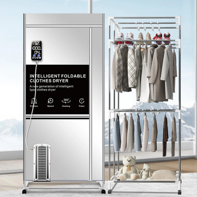 Portable Electric Clothes Dryer, 1600W Heated Clothes Airer,Travel Heated Clothes Dryer with Timer,Electric Clothes Dryer by zapcart