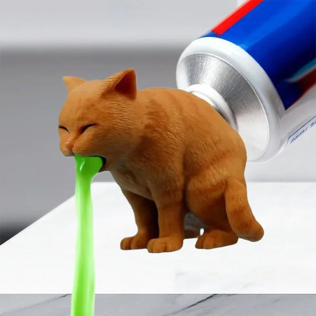 Funny Cat Vomited Toothpaste Dispenser Creative Spoof Toothpaste Cap Squeezer Gift for Kids Adults Bathroom Accessories by zapcart