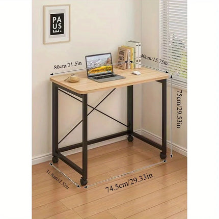 Simple Computer Desk Foldable Mobile Bedroom Makeup Bedside Small Desk Writing Desk by zapcart