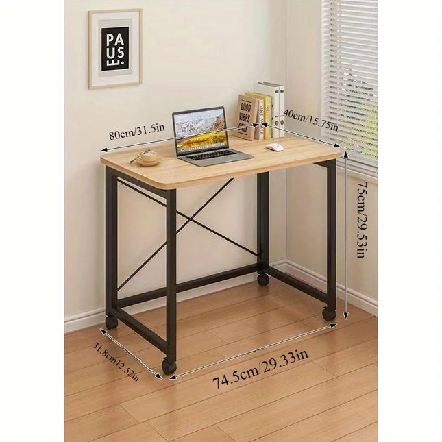 Simple Computer Desk Foldable Mobile Bedroom Makeup Bedside Small Desk Writing Desk by zapcart