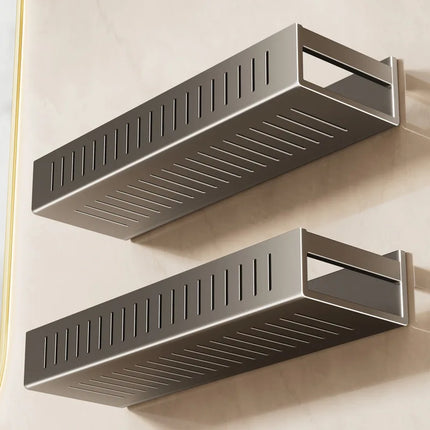 Gun Gray Wall Mounted No Drill Bathroom Shelf Shower Storage Rack Toilet Vanity Organizer Bathroom Accessories by zapcart