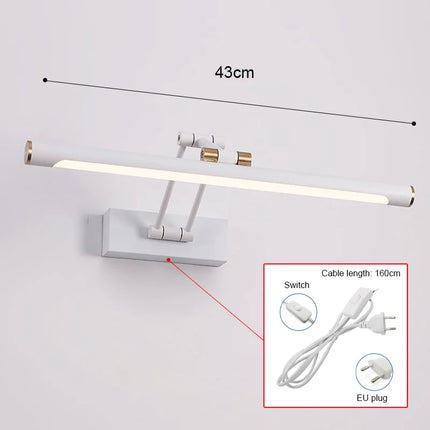 Mirror Light LED Wall Lamp Modern Bathroom Wall Light 43cm 58cm AC85 - 265V Indoor Lighting Bedroom Wall Sconces Light Fixtures by zapcart