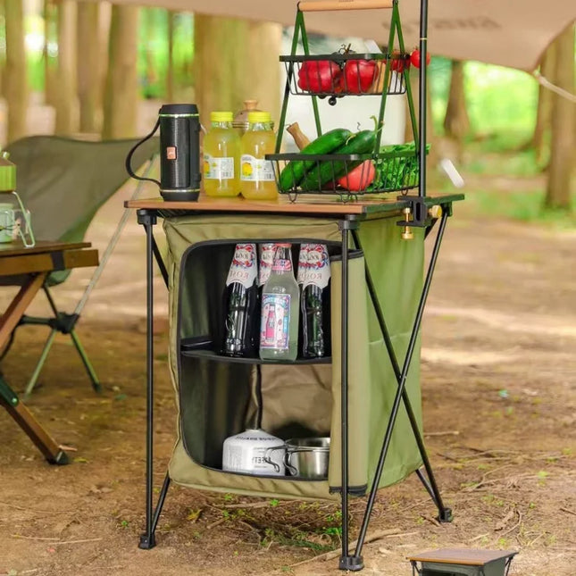 Outdoor Folding Table Portable Camping Picnic Lightweight Multi-functional Storage Rack Cooking Cabinet BBQ Hiking Equipment by zapcart