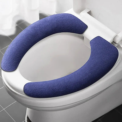 Toilet Seat Cover Soft Closestool Paste Solid Color Toilet Sticky Seat Pad Washable Bathroom Warmer Seat Lid Cover Pad Universal by zapcart