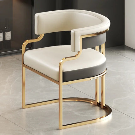 Designer Dining Chairs Beige Gold Legs Waiting Fashion Sofa Chairs Luxury Adults Floor Protector Sillas Indoor Supplies by zapcart