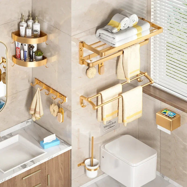 Contemporary Bathroom Set Accessories Towel Rack Toothbrush Holder Toilet Paper Holder Set Bagno Accessori Household Items by zapcart