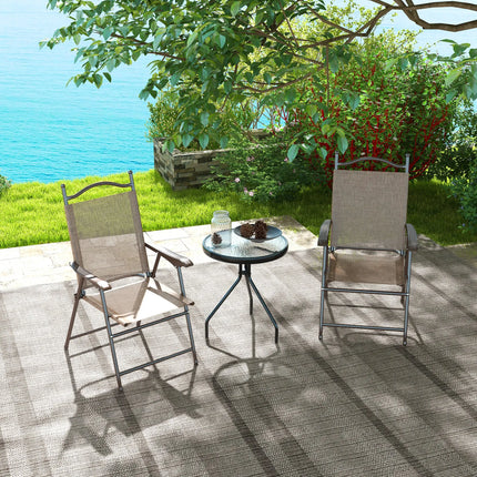 Outsunny Folding Chairs Set of 2, Garden Chair with Armrest, Breathable Mesh Seat, Mixed Brown by zapcart