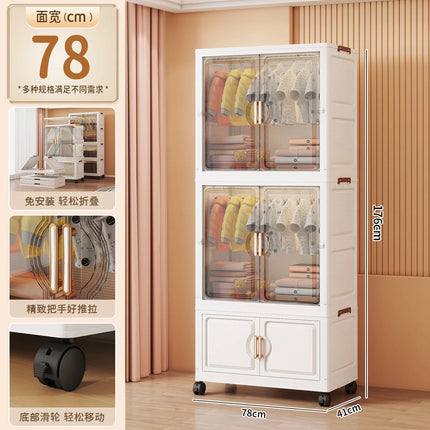 Children's Wardrobe Storage Cabinet Living Room Foldableable Bedroom Container Bins Large Capacity Baby Wardrobe Multi-Function by zapcart
