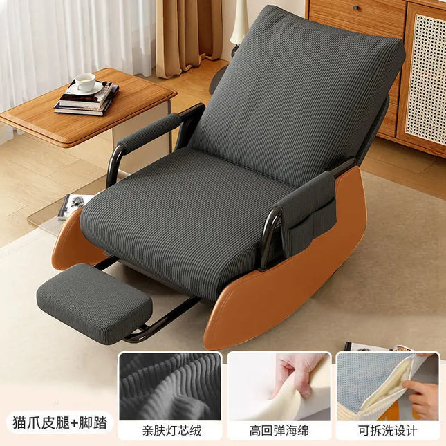 Rocking Chair Household Reclining And Sleeping Lazy Sofa Balcony Adult Leisure Living Room Single Lunch Break Adjustable Recline by zapcart