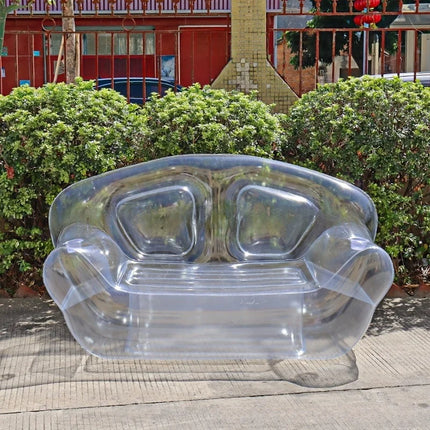 Outdoor Camping Transparent PVC Inflatable Sofa, Double Sofa Chair, Living Room Leisure Backrest Sofa Garden Inflatable Chair by zapcart