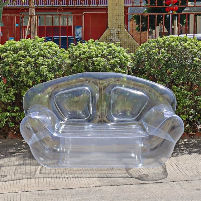Outdoor Camping Transparent PVC Inflatable Sofa, Double Sofa Chair, Living Room Leisure Backrest Sofa Garden Inflatable Chair by zapcart