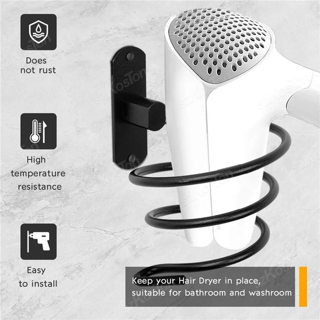 Hair Dryer Holder Rack Organizer Hair Straightener Holder Storage Rack Wall Mounted Bathroom Shelf Storage Accessories by zapcart
